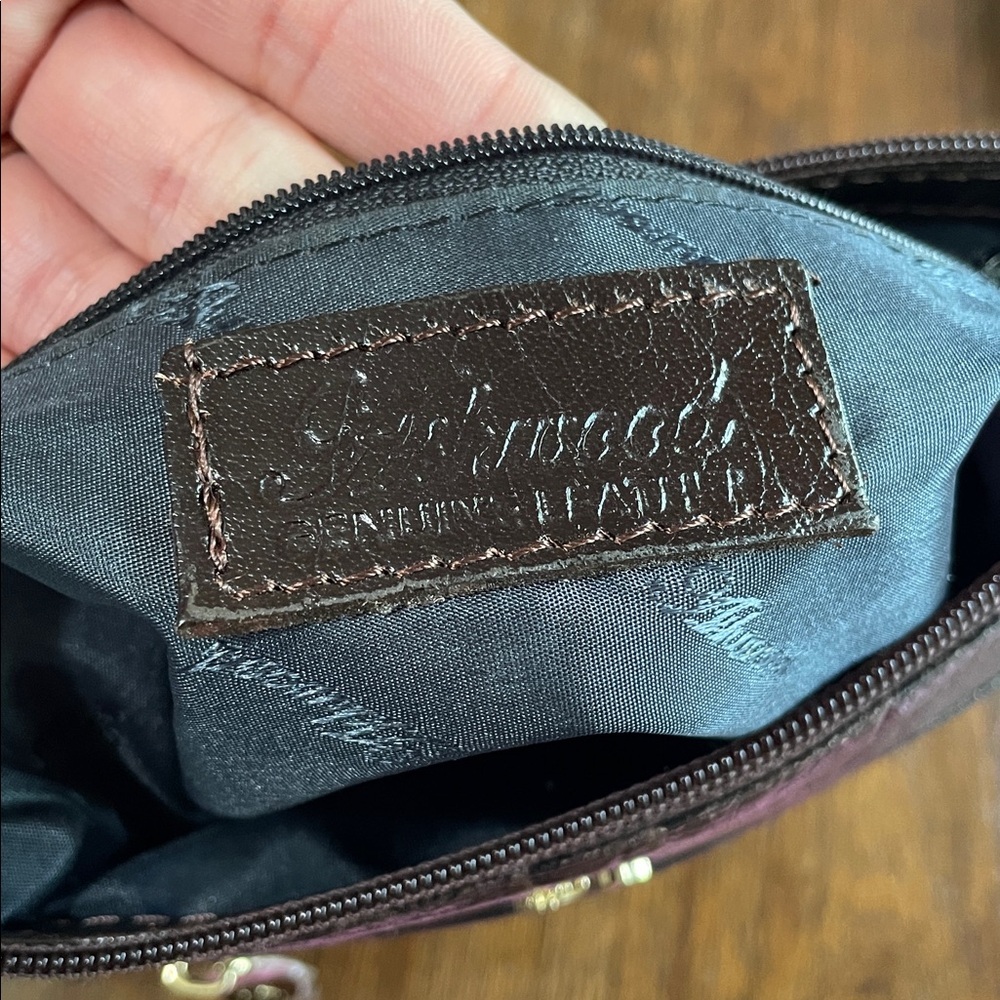 Ashwood Leather Dark Brown Croc-Embossed Crossbody Bag with Gold Accents - Picture 9 of 11